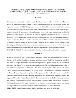efeitos da vincula&ccedil;&atilde;o do voto dos conselheiros ao acordo de