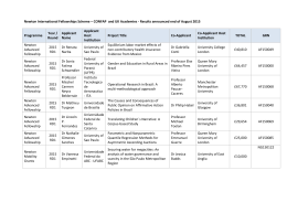 Grants - British Academy - call ended in March