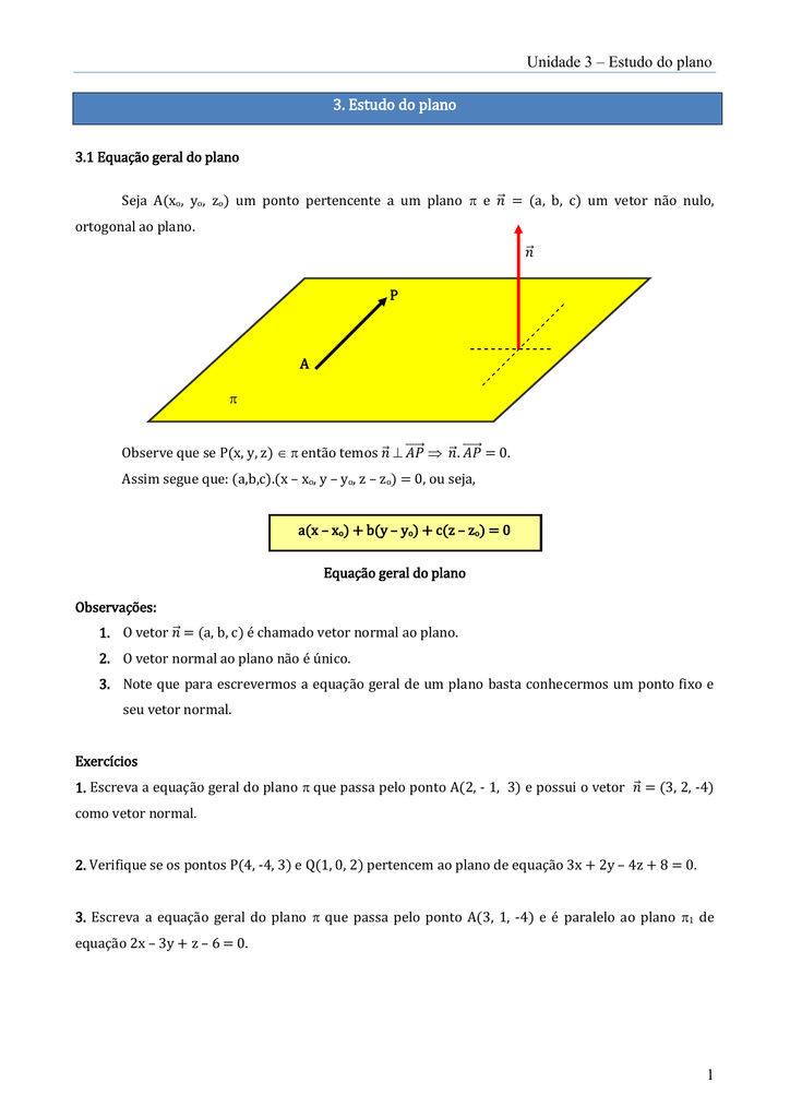 Equacao Geral Do Plano