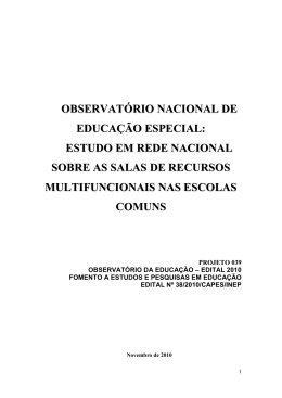 Observatório Nacional de Educação Especial: Estudo