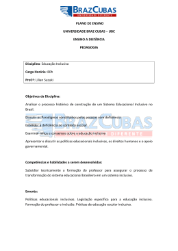 Educa&ccedil;&atilde;o Inclusiva Carga Hor&aacute;ria: 8