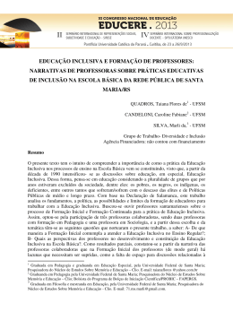 EDUCA&Ccedil;&Atilde;O INCLUSIVA E FORMA&Ccedil;&Atilde;O DE PROFESSORES