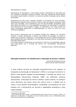 Educa&ccedil;&atilde;o Inclusiva: um desafio para a educa&ccedil;&atilde;o de jovens e adultos