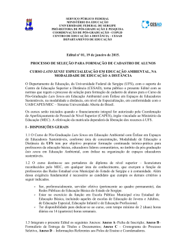 Edital N&ordm;01/2015 - Processo de Sele&ccedil;&atilde;o Para A - Seed