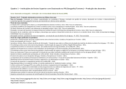 (Geografia/Turismo) &ndash; Produ&ccedil;&atilde;o dos docentes