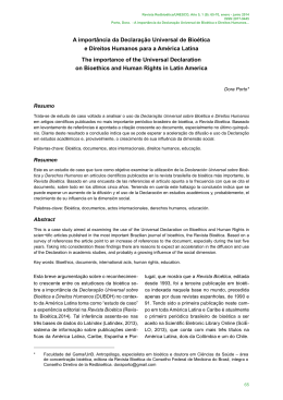A import&acirc;ncia da Declara&ccedil;&atilde;o Universal de Bio&eacute;tica e Direitos