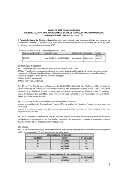 edital de abertura de inscri&ccedil;&atilde;o processo seletivo para transfer&ecirc;ncia