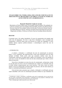 Ensaio sobre uma Teoria Geral dos Atos de Comunica&ccedil;&atilde;o no