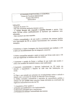 ECONOMIA PORTUGUESA E EUROPEIA Cursos de