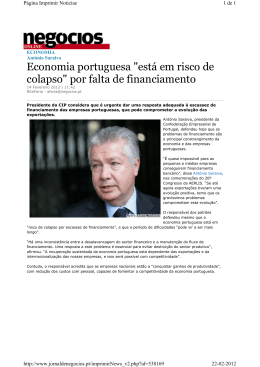 Economia portuguesa "está em risco de colapso" por falta