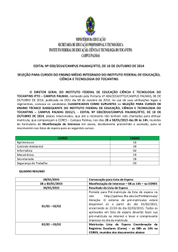 Convoca&ccedil;&atilde;o - Seletivos IFTO