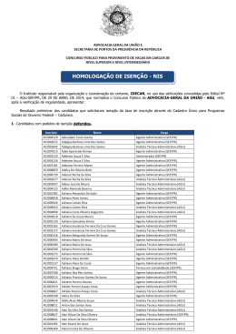 HOMOLOGAÇÃO DE ISENÇÃO - NIS