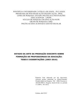 ESTADO DO CONHECIMENTO SOBRE FORMA&Ccedil;&Atilde;O DE