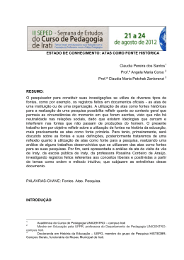 ESTADO DE CONHECIMENTO: ATAS COMO FONTE