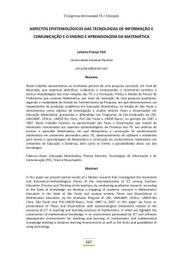 Aspetos epistemológicos das tecnologias de informação e