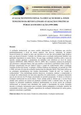 avaliação institucional na educação básica: eixos temáticos da