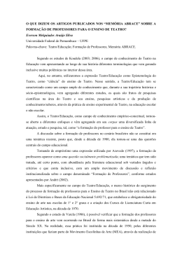 A FORMA&Ccedil;&Atilde;O DE PROFESSORES PARA O