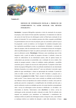 servi&ccedil;os de enfermagem escolar a produ&ccedil;&atilde;o do conhecimento na