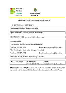 Plano do Curso Técnico de Massoterapia