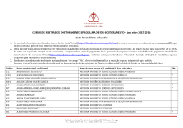 Ano letivo 2015-2016 Lista de candidatos colocados