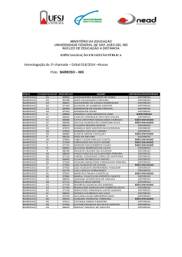 Homologação da 1ª chamada – Edital 016/2014 - Pos