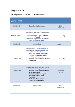 Programa&ccedil;&atilde;o I Congresso UFU de Contabilidade
