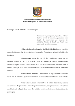 Ministério Público do Estado da Paraíba Conselho Superior do