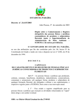 ESTADO DA PARA&Iacute;BA Decreto n&ordm;. 24.415/2003 Jo&atilde;o