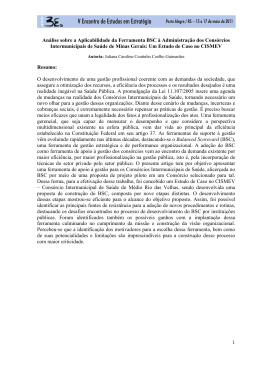 1 An&aacute;lise sobre a Aplicabilidade da Ferramenta BSC &agrave;