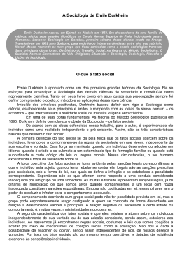 A Sociologia de &Eacute;mile Durkheim O que &eacute; fato social