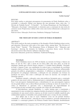 O PENSAMENTO EDUCACIONAL DE &Eacute;MILE DURKHEIM