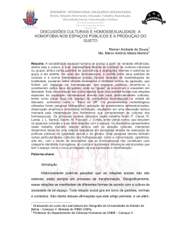 DISCUSS&Ocirc;ES CULTURAIS E HOMOSSEXUALIDADE: A