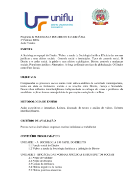 Programa de SOCIOLOGIA DO DIREITO E JUDICIÁRIA 2º