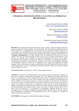 a pesquisa sociolingu&iacute;stica nas l&iacute;nguas ind&iacute;genas brasileiras