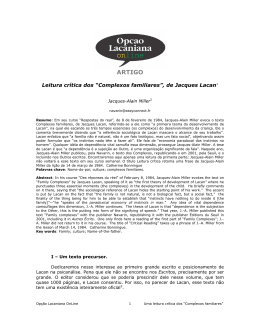 Leitura cr&iacute;tica dos &ldquo;Complexos familiares&rdquo;, de