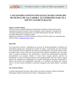 A necess&aacute;ria institucionaliza&ccedil;&atilde;o do Conselho Municipal de