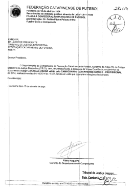 Proc. 281-14 &ndash; Jaragu&aacute; x Maga - Federa&ccedil;&atilde;o Catarinense de Futebol