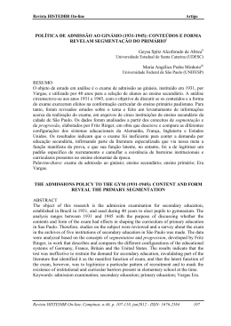 POL&Iacute;TICA DE ADMISS&Atilde;O AO GIN&Aacute;SIO (1931