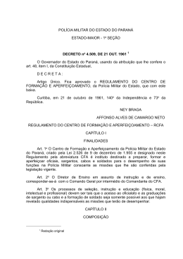 Regulamento do Centro de Formação e Aperfeiçoamento