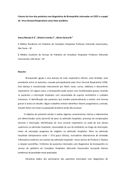 Fatores de risco dos pacientes com diagnóstico de