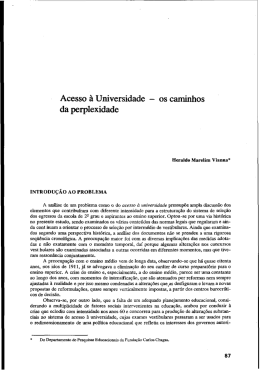 Acesso i Universidade - os caminhos da perplexidade