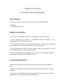 CURRICULUM VITAE de MARIA JO&Atilde;O ESTORNINHO