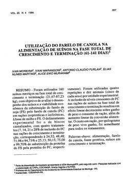 UTILIZAÇÃO DO FARELO DE CANOLA NA ALIMENTAÇAO DE