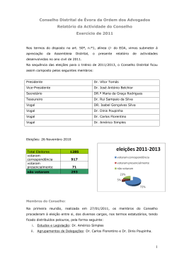 1 Conselho Distrital de &Eacute;vora da Ordem dos Advogados Relat&oacute;rio