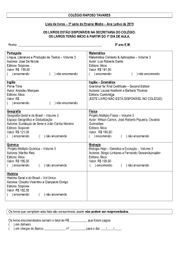 Lista de livros - 3&deg; EM 2016