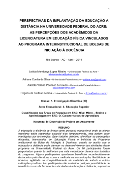 as percep&ccedil;&otilde;es dos acad&ecirc;micos