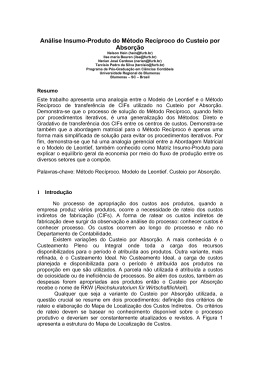 An&aacute;lise Insumo-Produto do M&eacute;todo Rec&iacute;proco do Custeio