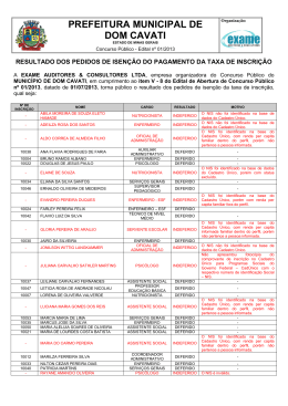 Resultado dos Pedidos de Isen&ccedil;&atilde;o