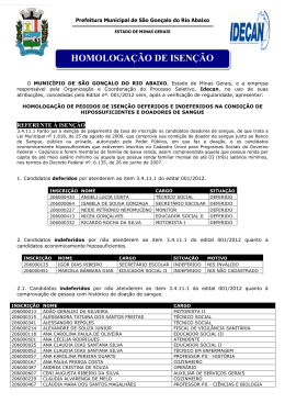 HOMOLOGAÇÃO DE ISENÇÃO