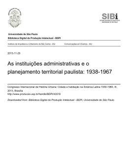 As instituições administrativas e o planejamento territorial paulista